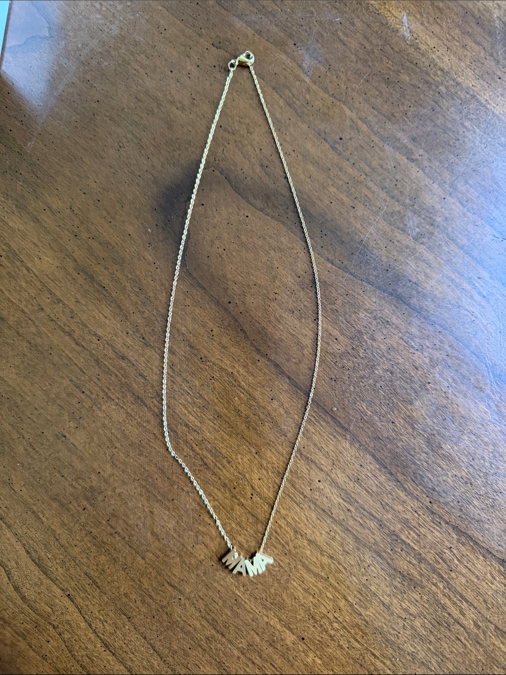 Gold MAMA Letter Pendant Necklace 18”
